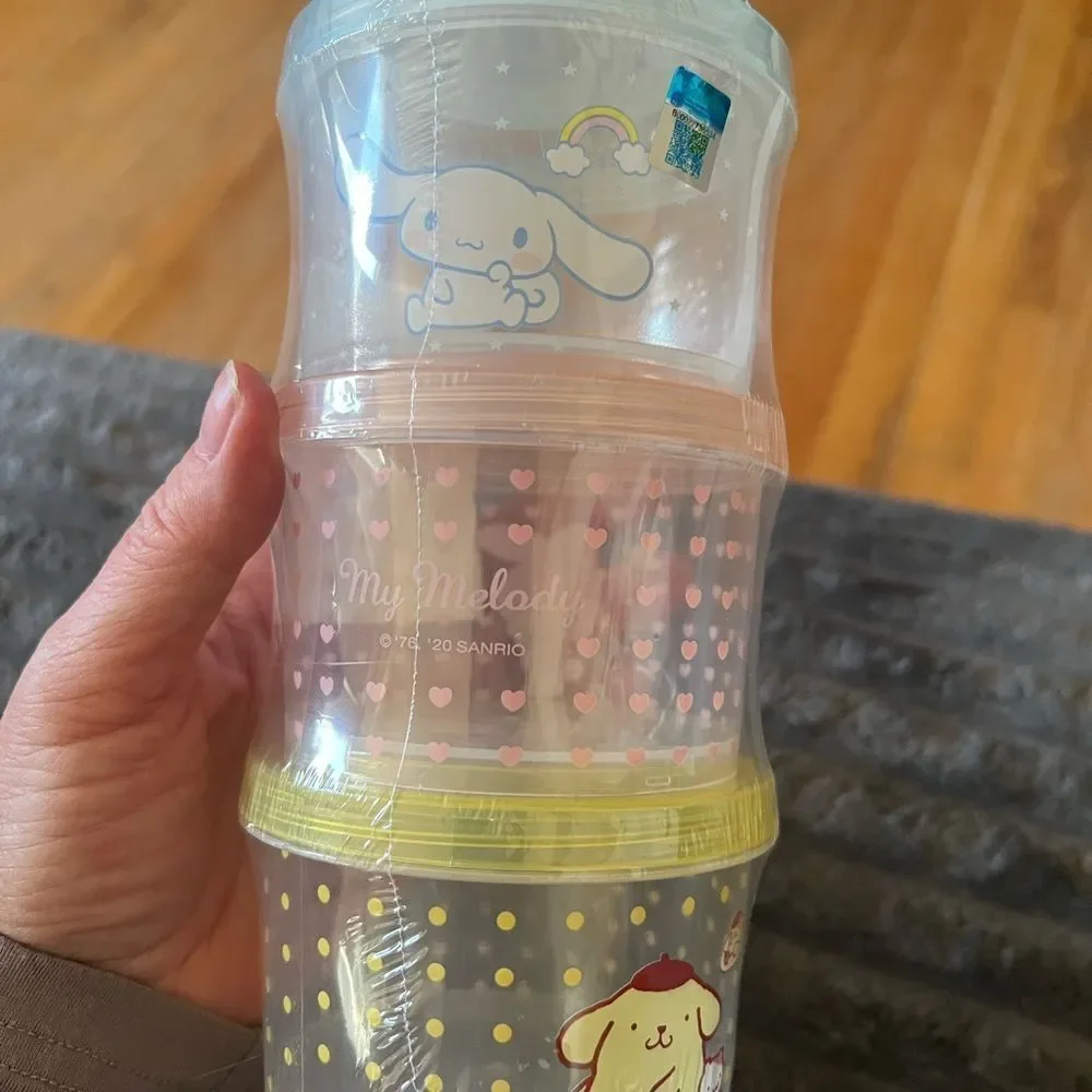 Sanrio Pastel Pink Yellow Blue Stackable Storage Containers